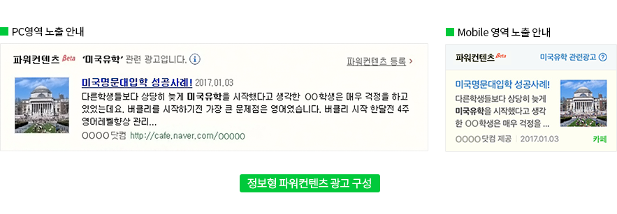 정보형 파워컨텐츠 광고 구성